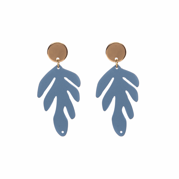 Gold Green Coated Leaf Earrings - Image 4