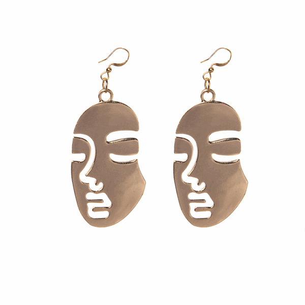Silver Cut out Face Earrings - Image 4