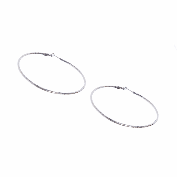 Silver Slim Hoop Earring  100mm - Image 2