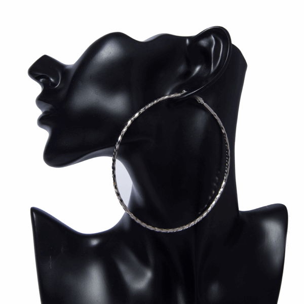 Silver Slim Hoop Earring  100mm