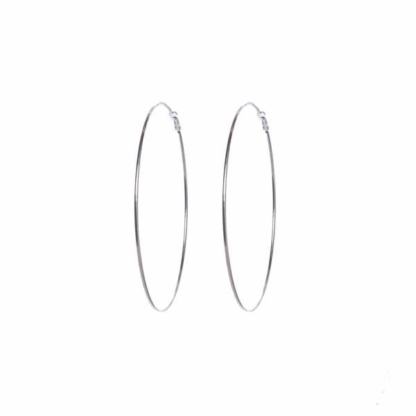 Silver Slim Hoop Earring  100mm - Image 3