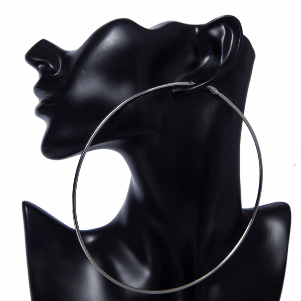 Gold  Skinny Hoop Earrings  100mm - Image 4