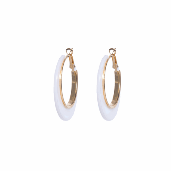 Gold Black Acrylic Trim Hoops Earring - Image 4
