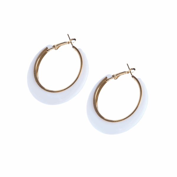 Gold Black Acrylic Trim Hoops Earring - Image 5