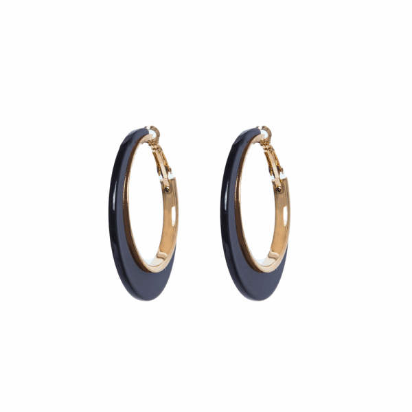 Gold Black Acrylic Trim Hoops Earring