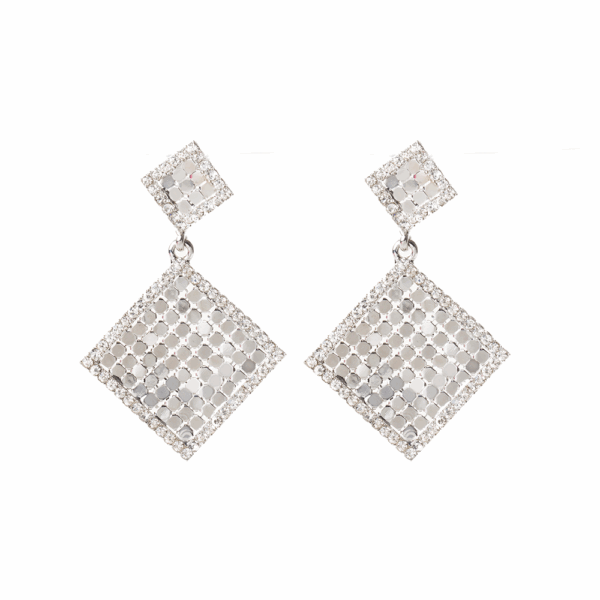 Gold Mesh Square Drop Earring - Image 4