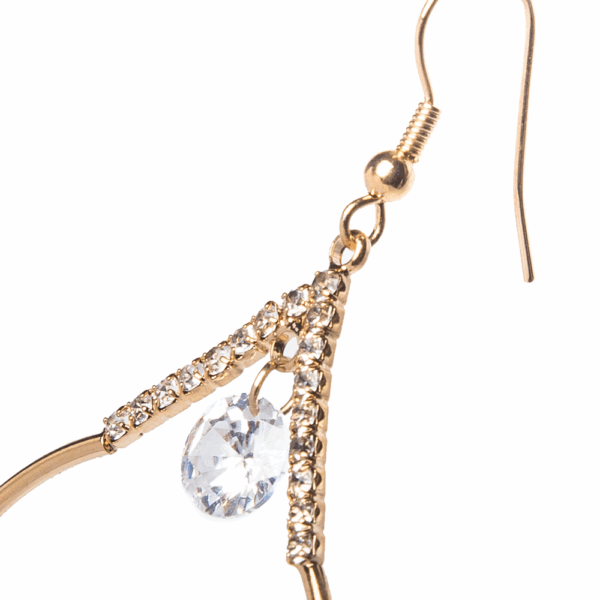Gold Wired Crystal Drop Earrings - Image 3