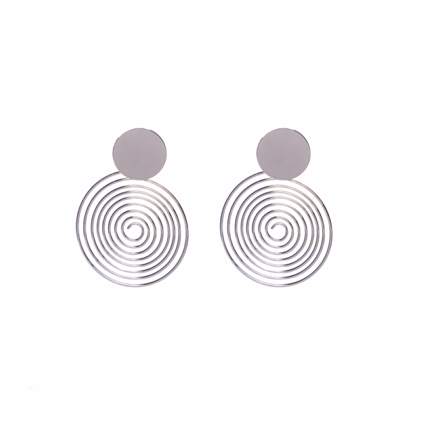 Silver Swirly Circle Earrings