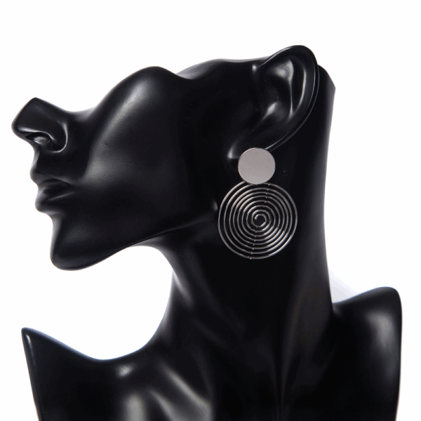 Silver Swirly Circle Earrings - Image 3