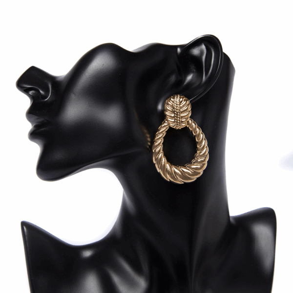 Silver OpenCut Textured Oval Drop Earrings - Image 6