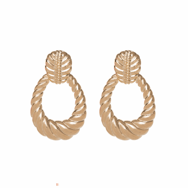 Silver OpenCut Textured Oval Drop Earrings - Image 4