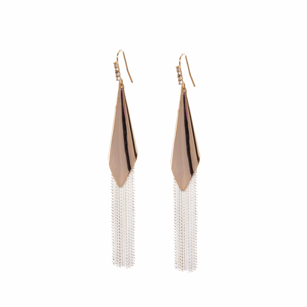 Silver Chain Fringe Drop Earrings - Image 4