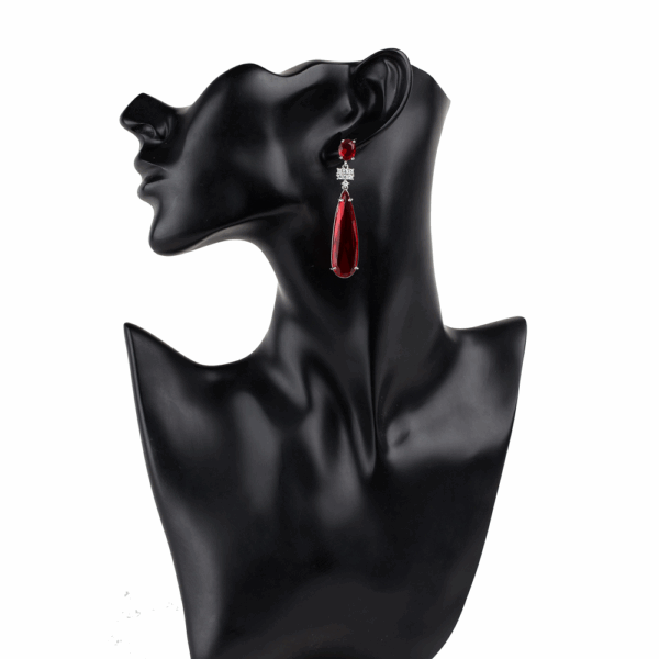 Red Crystal Statement Drop Earring - Image 2