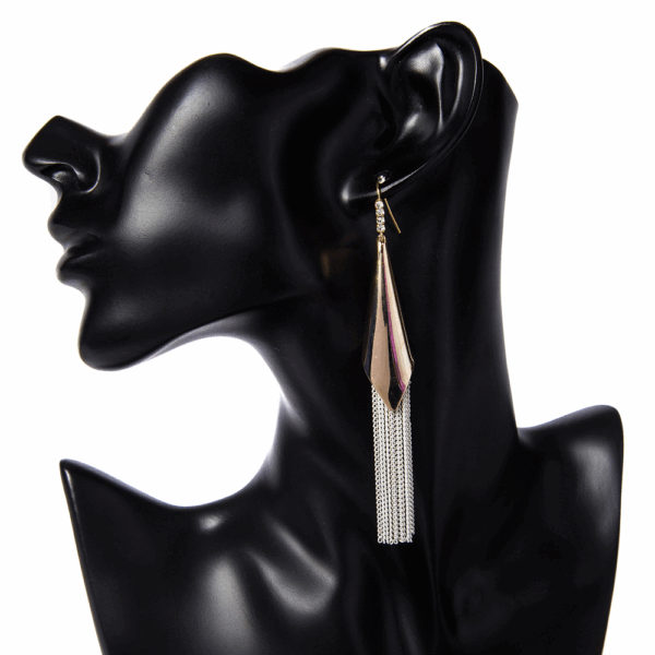 Silver Chain Fringe Drop Earrings - Image 6