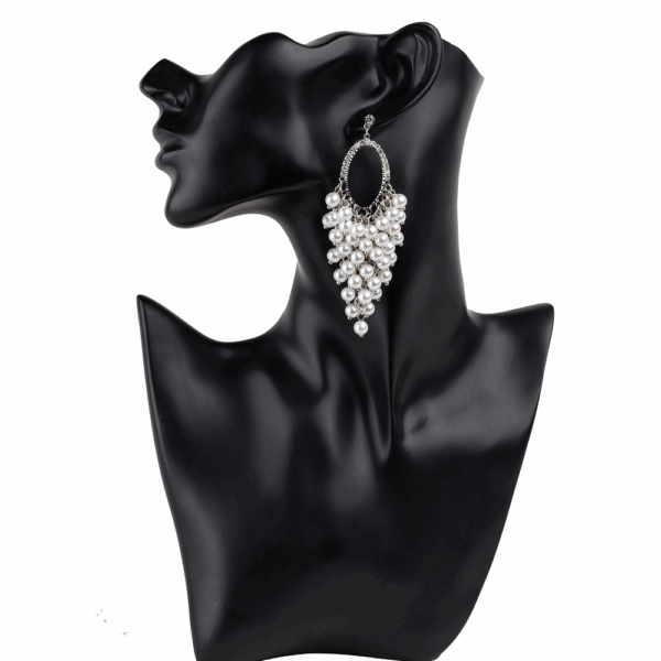 Silver Pearl Cluster Drop Earring - Image 2