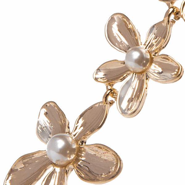 Gold Triple Flower Drop Earrings - Image 3