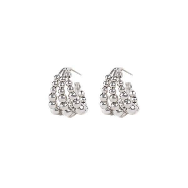 Silver Cupped Bead Balls Stud Earrings
