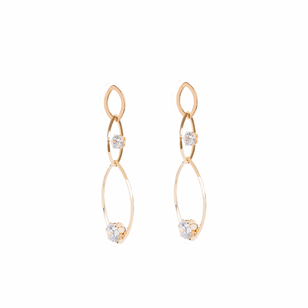 Gold Triple Crystal Drop Earrings