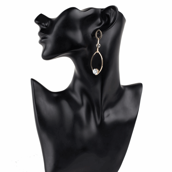Gold Triple Crystal Drop Earrings - Image 2