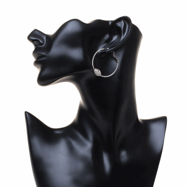 Gold Swirly Ball Hoop Earrings - Image 5