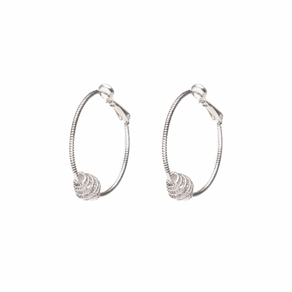 Gold Swirly Ball Hoop Earrings - Image 6