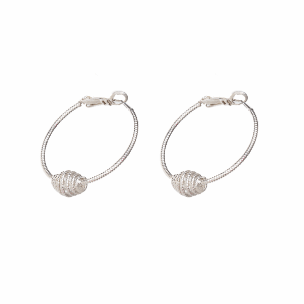Gold Swirly Ball Hoop Earrings - Image 4