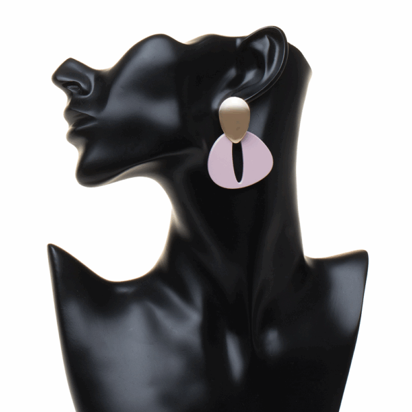 Gold Pink Coated Open Cut Earring - Image 2
