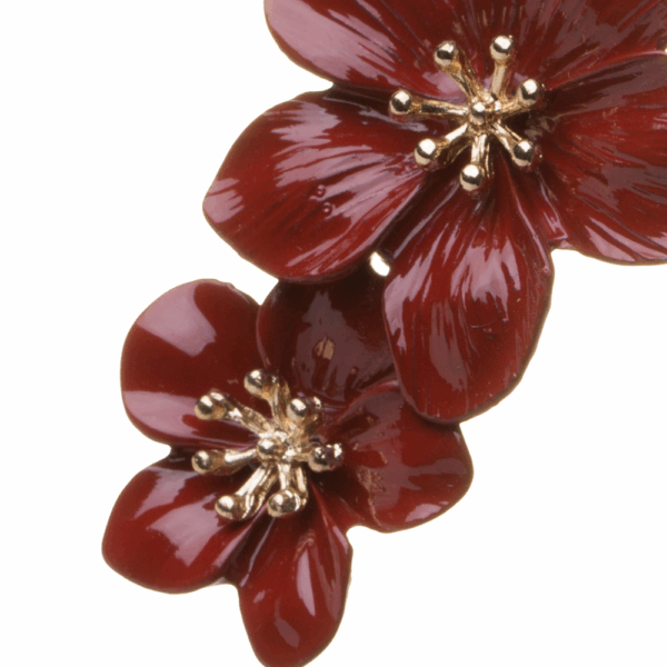 Red Coated Double Flower Earrings - Image 3