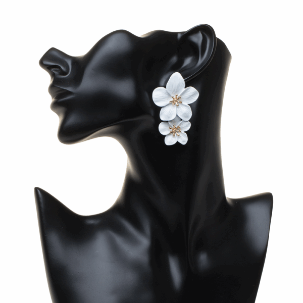 Red Coated Double Flower Earrings - Image 5