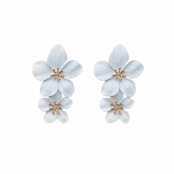 Red Coated Double Flower Earrings - Image 4