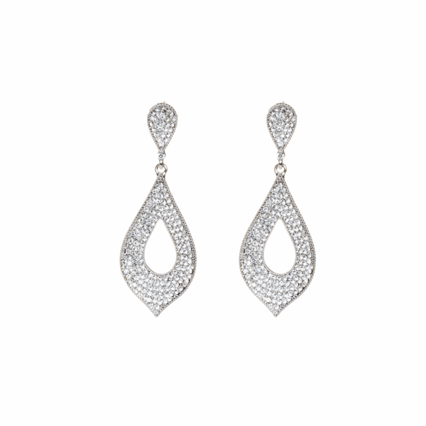 Silver Open Cut Diamante Earrings