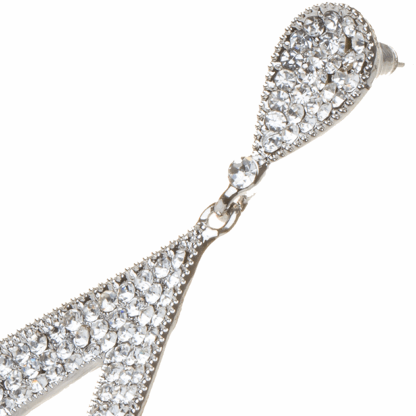 Silver Open Cut Diamante Earrings - Image 2