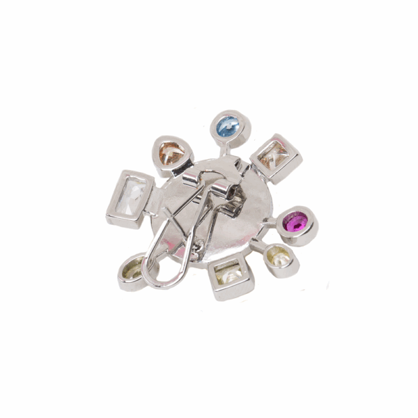 Gold Pearl Gem Circled Stud Earrings - Image 5