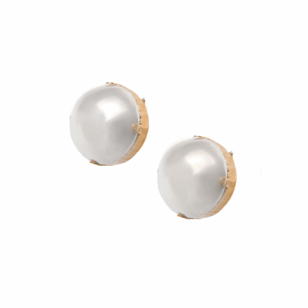 Gold Big Ball Pearl Stud Earrings