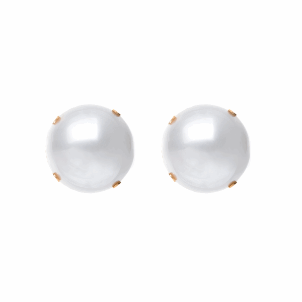 Gold Big Ball Pearl Stud Earrings - Image 3