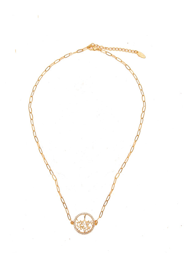 Gold Studded Tree Pendant Necklace