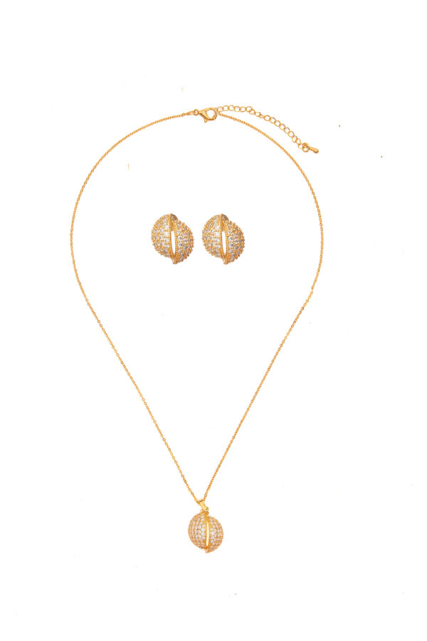 Gold Cubic Zirconia Split Pod Necklace set