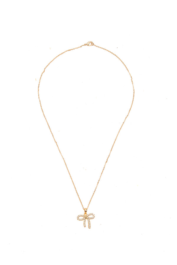 Gold Bowtie Pendant Necklace