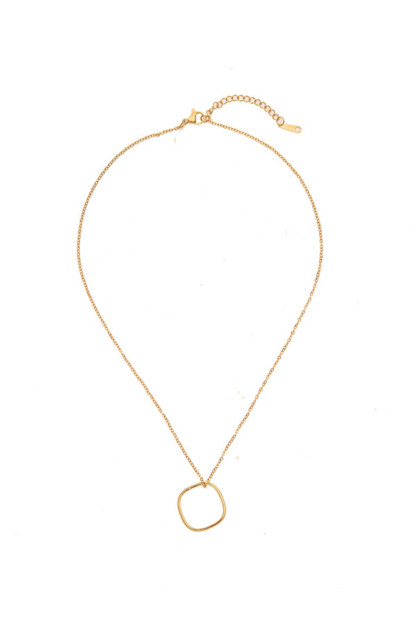 Gold Dainty Wire Ring Pendant Necklace