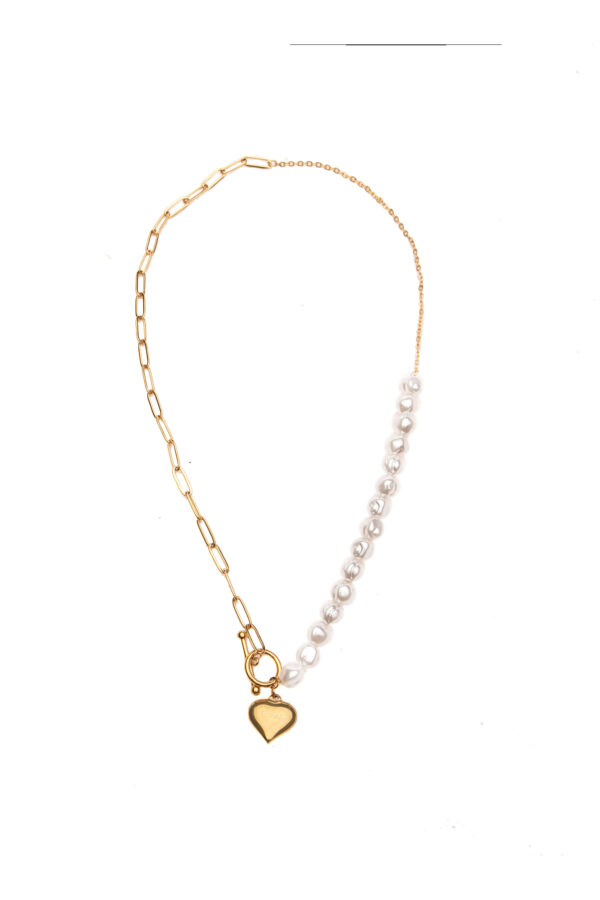 Gold Stainless Steel Toggle Heart Necklace