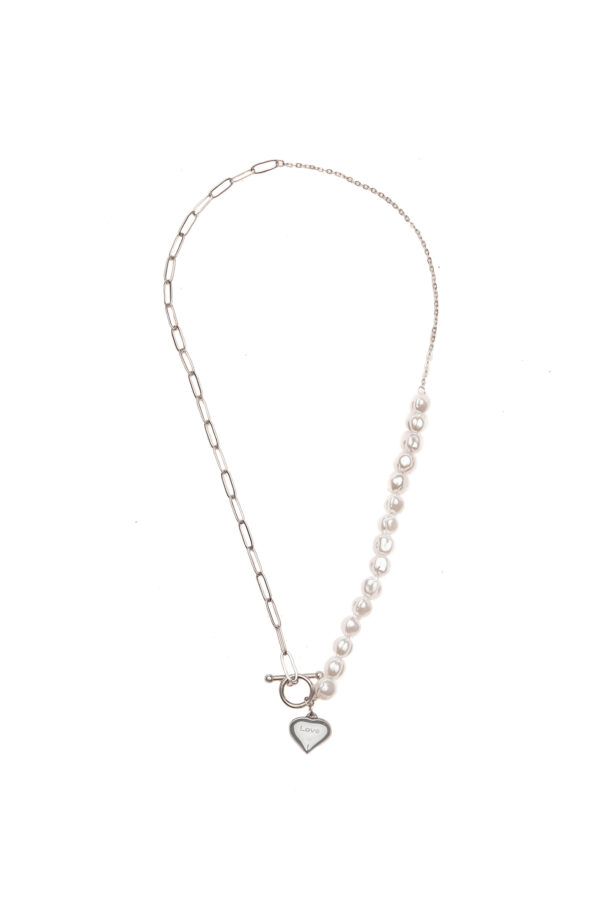 Gold Stainless Steel Toggle Heart Necklace - Image 2