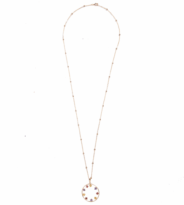 Silver Diamante Circle Pendant Necklace - Image 5