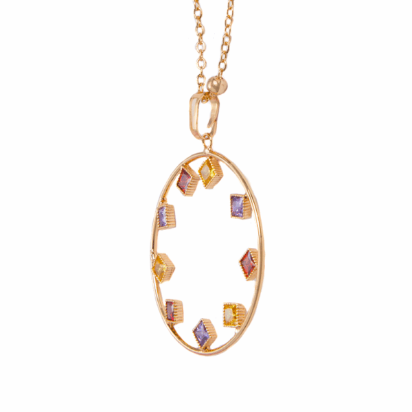Silver Diamante Circle Pendant Necklace - Image 6