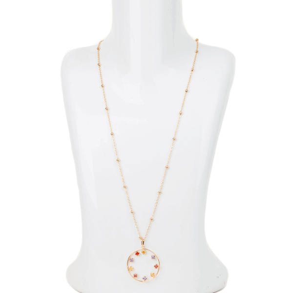 Silver Diamante Circle Pendant Necklace - Image 4