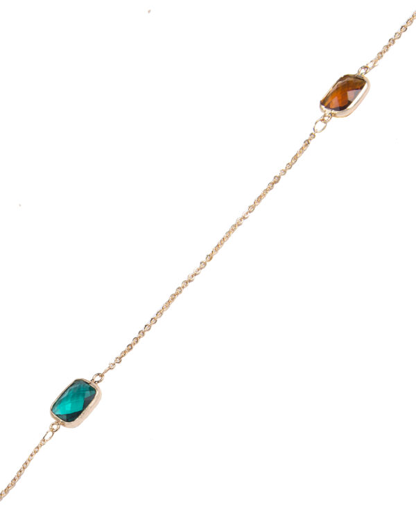 Gold Short Multi Coloured Crystal Clover Bead Necklace - Image 3