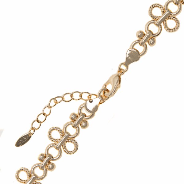 Gold Floral Link Necklace Set - Image 3